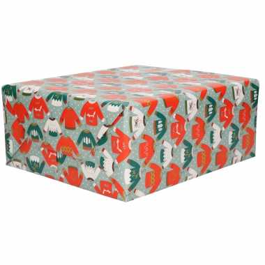 4x rollen kerst inpakpapier/cadeaupapier blauw 2,5 x 0,7 meterfoute