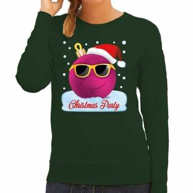 Foute foute kersttrui / sweater christmas party groen voor dames
