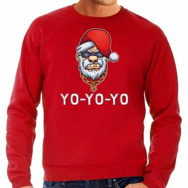 Gangster / rapper santa foute foute kersttrui / outfit rood voor heren