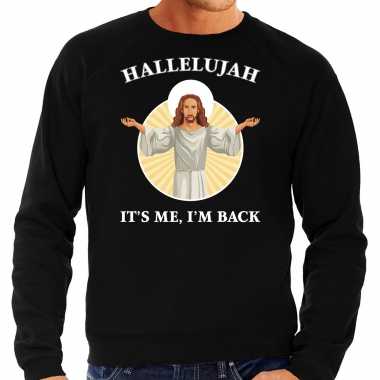 Hallelujah its me im back foute kersttrui / outfit zwart voor heren