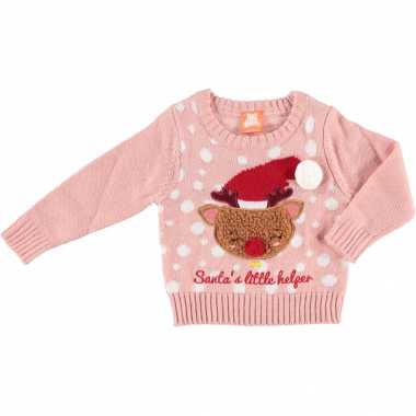 Roze baby foute kersttrui/foute foute kersttrui santas little helper
