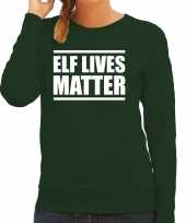 Elf lives matter kerst sweater foute foute kersttrui groen voor dames