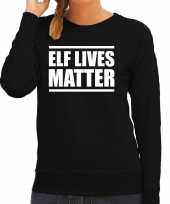 Elf lives matter kerst sweater foute foute kersttrui zwart voor dames