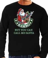 Fout foute kersttrui outfit rambo but you can call me santa zwart voor heren