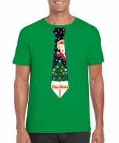 Fout kerst t shirt groen met kerstboom stropdas voor herenfoute