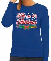 Foute foute kersttrui blauw take me its christmas voor dames