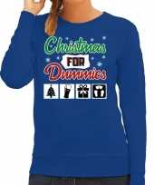 Foute foute kersttrui christmas for dummies blauw voor dames