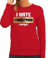 Foute foute kersttrui i hate christmas songs rood voor dames