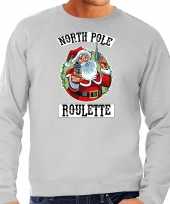 Foute foute kersttrui outfit northpole roulette grijs voor heren