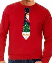Foute foute kersttrui stropdas met kerst print rood voor heren