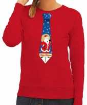 Foute foute kersttrui stropdas met kerstman print rood voor dames