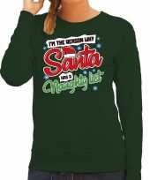 Foute foute kersttrui why santa has a naughty list groen voor dames