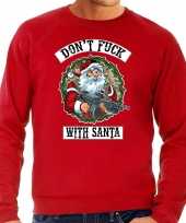 Grote maten foute foute kersttrui outfit dont fuck with santa rood voor heren