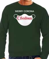 Grote maten merry corona christmas foute foute kersttrui outfit groen voor heren