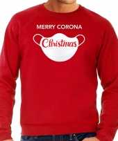 Grote maten merry corona christmas foute foute kersttrui outfit rood voor heren