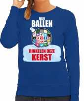 Rinkelende kerstbal sweater foute foute kersttrui mijn ballen rinkelen deze kerst blauw voor dames