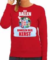 Rinkelende kerstbal sweater foute foute kersttrui mijn ballen rinkelen deze kerst rood voor dames