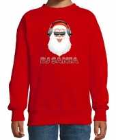 Stoere foute kersttrui sweater dj santa rood voor kinderen