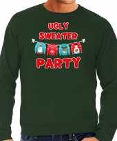 Ugly sweater party foute foute kersttrui outfit groen voor heren