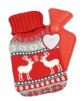 Warmwater kruik gebreide hoes met rendieren rood 595 mlfoute