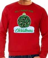 Wiet kerstbal sweater foute kersttrui outfit all i want for christmas rood voor heren
