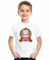 Wit kerst t shirt voor kinderen met een eenhoornfoute