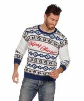 Witte foute kersttrui merry christmas voor volwassenen